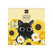 Finocam Sarah Meyer-Delius Calendario de Pared - Anual 2027 - Mes Vista - 300x300mm - Papel de 170g/m2 - Ilustraciones Surtidas - Espacio para Notas