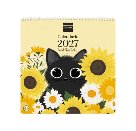 Finocam Sarah Meyer-Delius Calendario de Pared - Anual 2027 - Mes Vista - 300x300mm - Papel de 170g/m2 - Ilustraciones Surtidas - Espacio para Notas