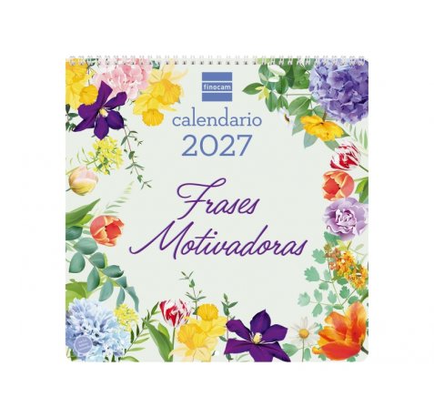 Finocam Frases Motivadoras Calendario de Pared - Anual 2027 - Mes Vista - 300x300mm - Papel de 170g/m2 - Ilustraciones Surtidas - Espacio para Notas