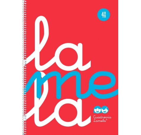 Lamela Cuaderno Espiral con 80 Hojas de 90g/m2 con Margen - Formato Folio - Pauta Cuadrovia de 4mm - Cubierta de Polipropileno - Papel Offset Blanco Extra - Color Rojo Fluorescente