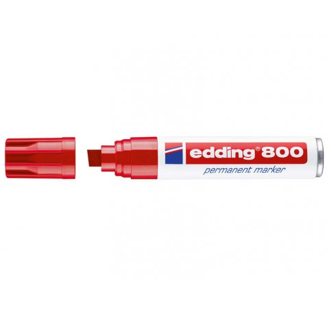 Edding 800 Rotulador Permanente - Punta Biselada - Trazo entre 4 y 12 mm. - Recargable - Secado Instantaneo - Color Rojo (5 uds)