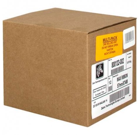 Zebra ZipShip 2300 Pack de 12 | Cintas de transferencia termica original - cintas de cera - nucleo ancho longitud