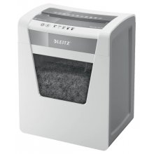 Leitz IQ Office P5 Destructora de Papel Micro Corte P-5 - Destruye hasta 10 Hojas - Capacidad de la Papelera 23L - 2 Horas de Funcionamiento Ininterrumpido - Color Blanco/Gris