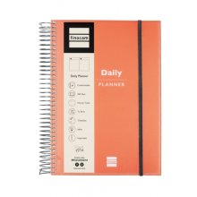Finocam My Time Agenda sin Fechar - 1 Dia por Pagina - Formato E10 - 155x212mm - Tapas de Polipropileno - Papel de 80g/m2 - Espiral de Plastico - Adhesivos Tematicos - Color Naranja