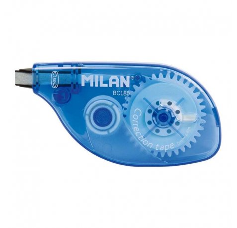 Milan Cinta Correctora - Correcion en Seco - Rapida, Limpia y Precisa - Medidas 5mm x 8m - Para todo Tipo de Papel - Color Azul (12 uds)