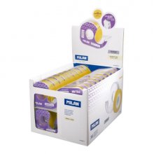 Milan Cinta Adhesiva Transparente con Dispensador - Medidas 19mm x 33m - Color Amarillo Transparente