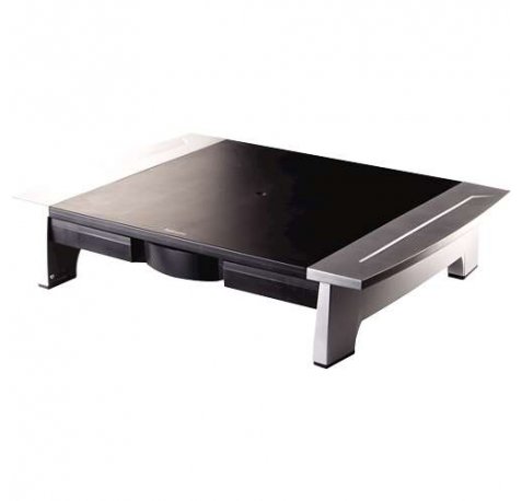 Fellowes Office Suites Soporte para Monitor - 5 Ajustes de Altura - Cajon de Almacenamiento - Espacio para Portatil - Peso Max 36kg
