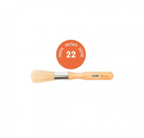 Milan 22 Pack de 3 Pinceles para Estarcido - Bolsa con Colgador - Pelo Largo - Mango Grueso - Color Madera Claro