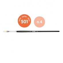 Milan 501 Pack de 6 Pinceles Planos Numero 4 - Bolsa con Colgador - Cerda Natural - Color Negro