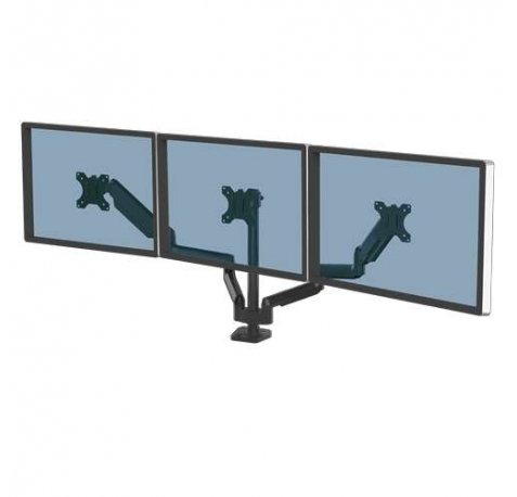 Fellowes Platinum Series Brazo para Monitor Triple - Hasta 27" y 7kg - 2 Puertos USB - Ajustable con Muelle de Gas - Sistema de Gestion de Cables - Color Negro