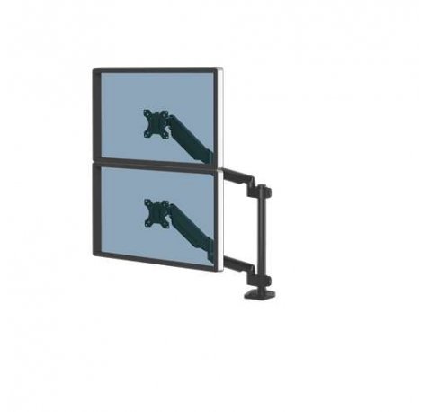 Fellowes Platinum Series Brazo para Monitor Doble Vertical - Hasta 27" y 8kg - 2 Puertos USB - Sistema de Gestion de Cables - Color Negro