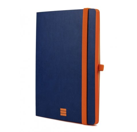 Finocam Modern Cuaderno de Tapa Ligera - 72 Hojas - Formato A5 - 148x210mm - Papel Crema de 80g/m2 - Liso - Bolsillo Interior - Cierre con Goma - Hojas Microperforadas - Color Azul