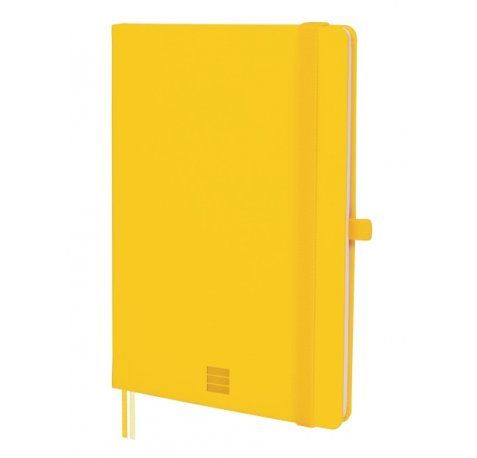 Finocam Nexo Cuaderno de Tapa Dura - 72 Hojas - Formato A5 - 148x210mm - Papel Crema de 80g/m2 - Liso - Bolsillo Interior - Cierre con Goma - Hojas Microperforadas - Color Amarillo