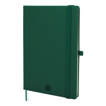 Finocam Nexo Cuaderno de Tapa Dura - 72 Hojas - Formato A5 - 148x210mm - Papel Crema de 80g/m2 - Liso - Bolsillo Interior - Cierre con Goma - Hojas Microperforadas - Color Verde Oscuro