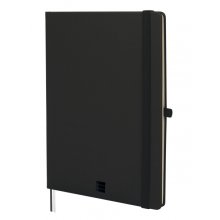 Finocam Nexo Cuaderno de Tapa Dura - 72 Hojas - Formato B5 - 176x250mm - Papel Crema de 80g/m2 - Liso - Bolsillo Interior - Cierre con Goma - Hojas Microperforadas - Color Negro