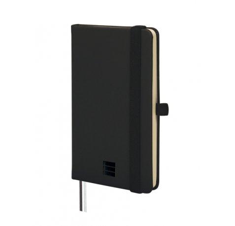 Finocam Nexo Cuaderno de Tapa Dura - 72 Hojas - 90x150mm - Papel Crema de 80g/m2 - Bolsillo Interior - Cierre con Goma - Portaboligrafo - Hojas Microperforadas - Color Negro