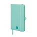 Finocam Nexo Cuaderno de Tapa Dura - 72 Hojas - 90x150mm - Papel Crema de 80g/m2 - Bolsillo Interior - Cierre con Goma - Portaboligrafo - Hojas Microperforadas - Color Turquesa