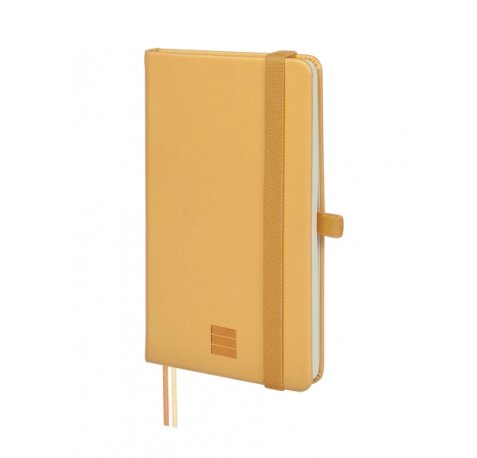 Finocam Nexo Cuaderno de Tapa Dura - 72 Hojas - 90x150mm - Papel Crema de 80g/m2 - Bolsillo Interior - Cierre con Goma - Portaboligrafo - Hojas Microperforadas - Color Camel