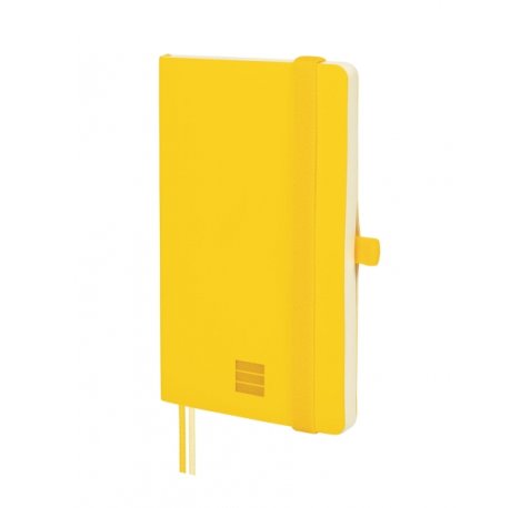 Finocam Nexo Cuaderno de Tapa Blanda - 72 Hojas - 90x150mm - Papel Crema de 80g/m2 - Liso - Bolsillo Interior - Cierre con Goma - Hojas Microperforadas - Color Amarillo