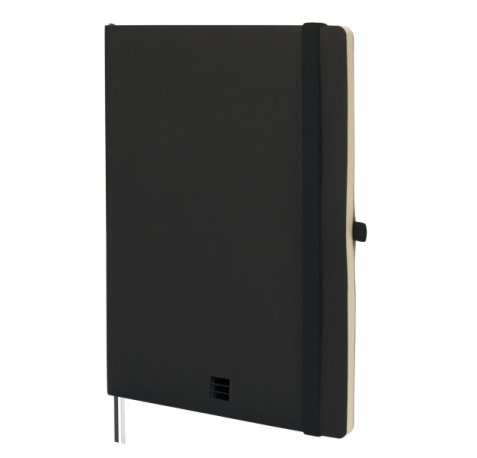 Finocam Nexo Cuaderno de Tapa Blanda - 72 Hojas - Formato B5 - 176x250mm - Papel Crema de 80g/m2 - Liso - Bolsillo Interior - Cierre con Goma - Hojas Microperforadas - Color Negro