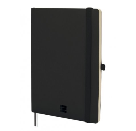 Finocam Nexo Cuaderno de Tapa Blanda - 72 Hojas - Formato A5 - 148x210mm - Papel Crema de 80g/m2 - Bolsillo Interior - Cierre con Goma - Portaboligrafo - Hojas Microperforadas - Color Negro