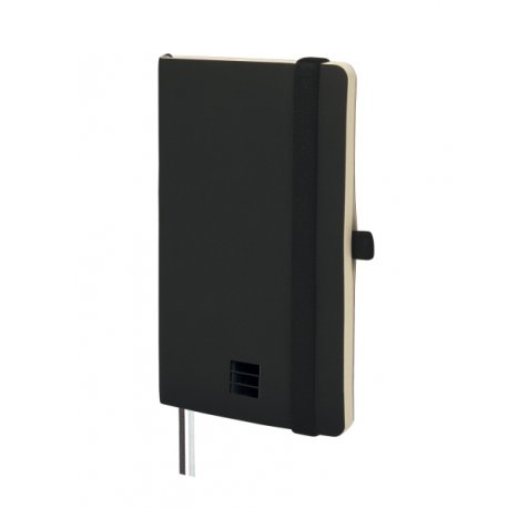 Finocam Nexo Cuaderno de Tapa Blanda - 72 Hojas - 90x150mm - Rayado Horizontal - Papel Crema de 80g/m2 - Bolsillo Interior - Cierre con Goma - Portaboligrafo - Hojas Microperforadas - Color Negro