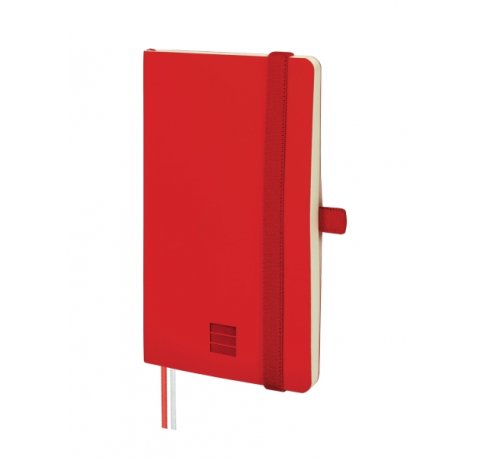 Finocam Nexo Cuaderno de Tapa Blanda - 72 Hojas - 90x150mm - Rayado Horizontal - Papel Crema de 80g/m2 - Bolsillo Interior - Cierre con Goma - Portaboligrafo - Hojas Microperforadas - Color Rojo