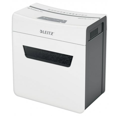 Leitz IQ Protect Premium 3M Destructora de Papel Manual Micro Corte P-5 - Destruye hasta 3 Hojas - Ultrasilenciosa - Papelera de 10L - Color Blanco/Gris