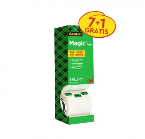 Scotch Magic Pack Ahorro de 8Â Rollos de Cinta Adhesiva Invisible 19mm x 33m - Color Transparente