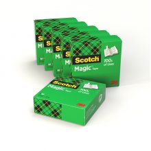 Scotch Magic Pack de 6 Cintas Adhesivas Invisible - 19mm x 33m - Color Transparente