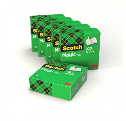 Scotch Magic Pack de 6 Cintas Adhesivas Invisible - 19mm x 33m - Color Transparente