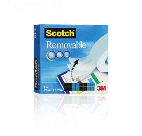 Scotch Cinta Adhesiva Invisible 19mm x 33m - Reutilizable - Transparente