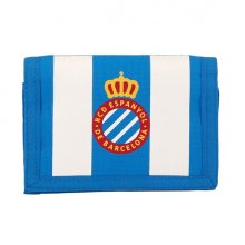 Safta RCD Espanyol Billetera - Cierre con Velcro - Multiples Compartimentos - Bolsillo para Monedas - 125x95mm - Color Azul y Blanco