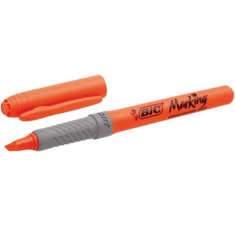 Bic Highlighter Grip Marcador Fluorescente - Punta Biselada - Trazo entre 1.60 y 3.30 mm - Grip Texturizado - Color Naranja (12 uds)