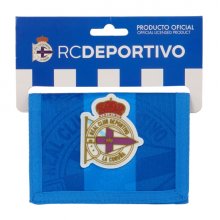 Safta Real Deportivo de la CoruÃ±a Billetera - Cierre con Velcro - Compartimentos Internos - Bolsillo para Monedas - Cabecera para Colgar - 125x10x95mm - Color Azul
