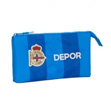 Safta Real Deportivo de la CoruÃ±a Portatodo - 3 Compartimentos con Cremalleras - Bolsillo Interior - 0.6L - 220x30x120mm - Color Azul