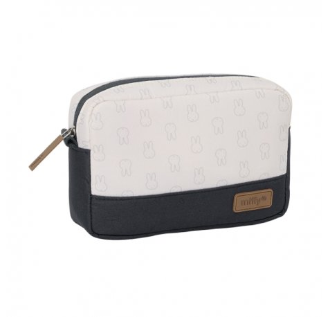 Safta Miffy Mum Moon Neceser de 1.43L - Compartimento con Cremallera - Material Reciclable - Repele el Agua - Ideal para Viajes - 200x55x130mm - Color Blanco y Negro