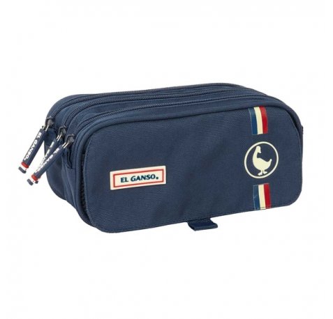 Safta el Ganso Eclipse Portatodo - 3 Compartimentos con Cremalleras - Bolsillo Frontal - Cinta Adaptable - 1.72L - 215x80x100mm - Color Azul Marino