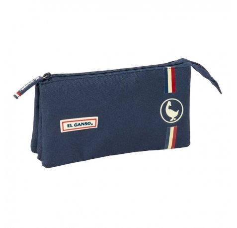 Safta el Ganso Eclipse Portatodo - 3 Compartimentos con Cremalleras - Bolsillo Interior - 0.6L - 220x30x120mm - Color Azul Marino