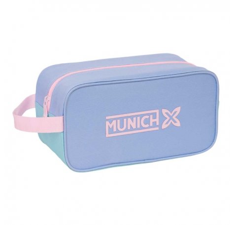 Safta Munich Mellow Zapatillero - Asa Lateral - Material Resistente - Facil de Limpiar - 29x15x14cm - Color Azul Claro
