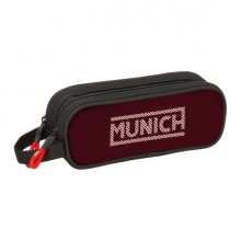 Safta Munich Vulcan Portatodo - 2 Compartimentos con Cremalleras - Asa Lateral - 1L - 210x60x80mm - Color Negro y Rojo