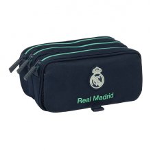 Safta Real Madrid 2Âª Equipacion 25/26 Portatodo - 3 Compartimentos con Cremalleras - Bolsillo Frontal - Cinta Adaptable - 1.72L - 215x80x100mm - Color Azul Marino