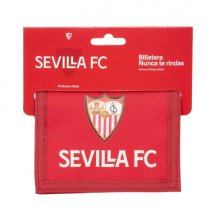 Safta Sevilla FC Billetera - Cabecera para Colgar - Cierre con Velcro - Compartimentos Internos - Bolsillo con Cremallera - Resistente al Agua - 125x10x95mm - Color Rojo