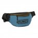 Safta Munich Bolsa de Cintura - Cremallera - Cintas Ajustables - Cierre de PVC - Bolsillo Frontal - 23x12x9cm - Color Negro y Azul