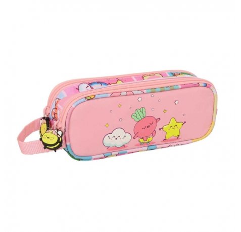 Safta Mr. Wonderful Comic Portatodo - 2 Compartimentos con Cremallera - Asa Lateral - Capacidad 1L - 21x8x6cm - Color Rosa