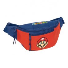 Safta Super Mario Mamma Mia Bolsa de Cintura - Cremallera - Cintas Ajustables - Cierre de PVC - 2.49L - 230x90x120mm - Color Rojo y Azul