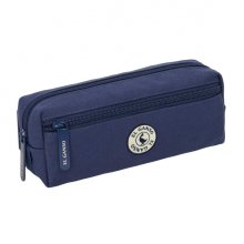 Safta el Ganso Jeans Portatodo - 3 Compartimentos con Cremallera - Goma Elastica - Compacto - 22x8.5x6cm - Color Azul Marino