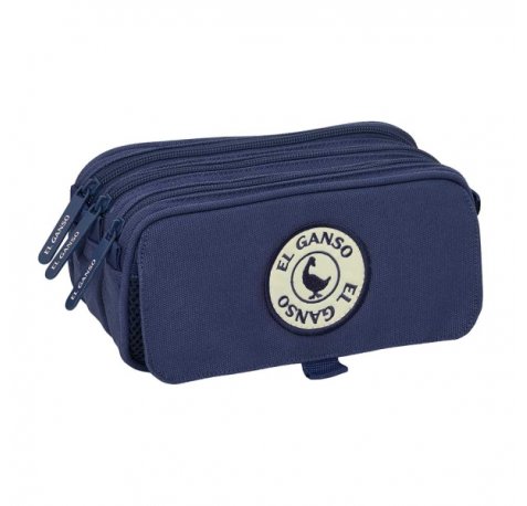 Safta el Ganso Jeans Portatodo - 3 Compartimentos con Cremallera - Cinta Trasera Adaptable - Bolsillo Frontal de Rejilla con Velcro - 21.5x10x8cm - Color Azul Marino