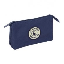 Safta el Ganso Jeans Portatodo - 3 Compartimentos con Cremallera - Bolsillo Interior Central - 22x12x3cm - Color Azul Marino