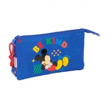 Safta Mickey Mouse Today Portatodo - 3 Compartimentos con Cremalleras - Bolsillo Interior - 0.6L - 220x30x120mm - Color Azul